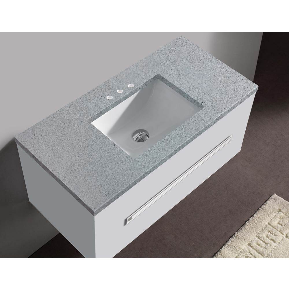 Madeli - Madeli Quartzstone Countertop,  36'' x 18'' x 3/4'', 8'' Widespread Faucet Holes in Silver Grey - Silver Grey