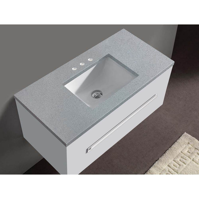 Madeli - Madeli Quartzstone Countertop,  42'' x 18'' x 3/4'', 8'' Widespread Faucet Holes in Silver Grey - Silver Grey