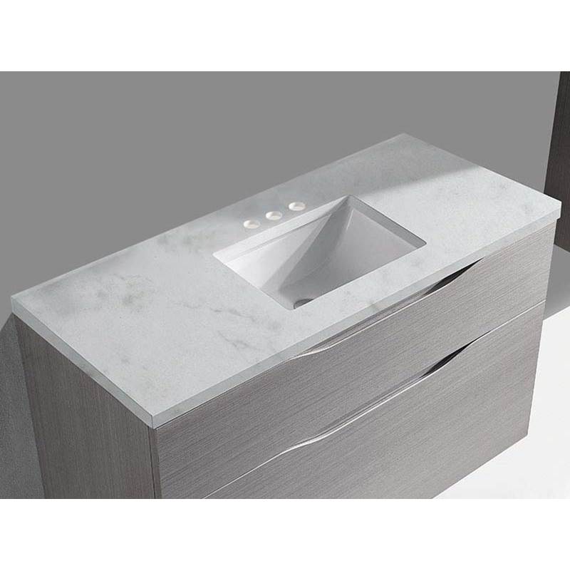 Madeli - Madeli Quartzstone Countertop,  42'' x 18'' x 3/4'', 8'' Widespread Faucet Holes in White Carrara - White Carrara
