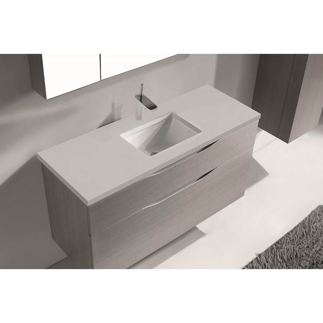 Madeli - Madeli Quartzstone Countertop,  48'' x 18'' x 3/4'', Single Basin,  Single Faucet Hole in White - White