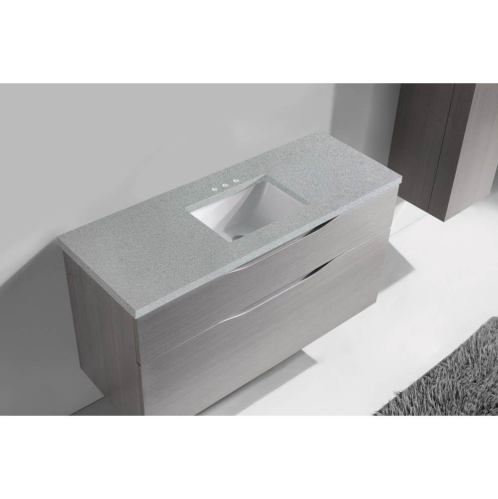 Madeli - Madeli Quartzstone Countertop,  48'' x 18'' x 3/4'', Single Basin,  8'' Widespread Faucet Holes in Silver Grey - Silver Grey
