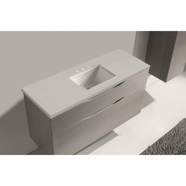 Madeli - Madeli Quartzstone Countertop,  48'' x 18'' x 3/4'', Single Basin,  8'' Widespread Faucet Holes in White - White