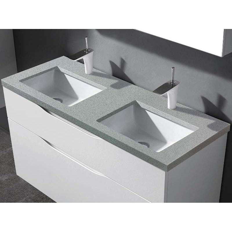Madeli - Madeli Quartzstone Countertop,  48'' x 18'' x 3/4'', Double Basin,  Single Faucet Hole in Silver Grey - Silver Grey