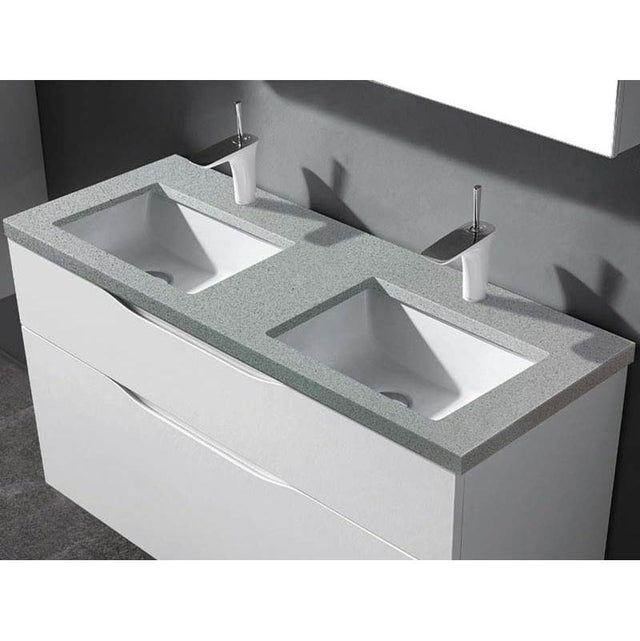 Madeli - Madeli Quartzstone Countertop,  48'' x 18'' x 3/4'', Double Basin,  Single Faucet Hole in Silver Grey - Silver Grey