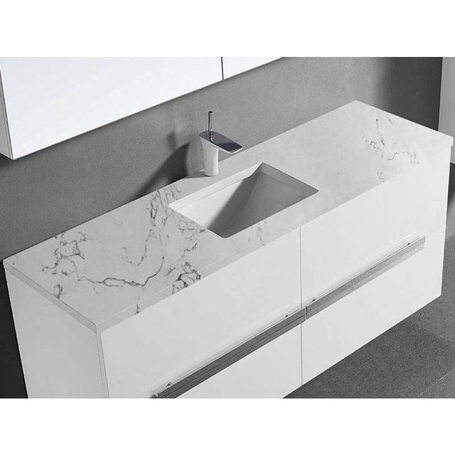 Madeli - Madeli Quartzstone Countertop,  60'' x 18'' x 3/4'', Single Basin,  Single Faucet Hole in White Carrara - White Carrara