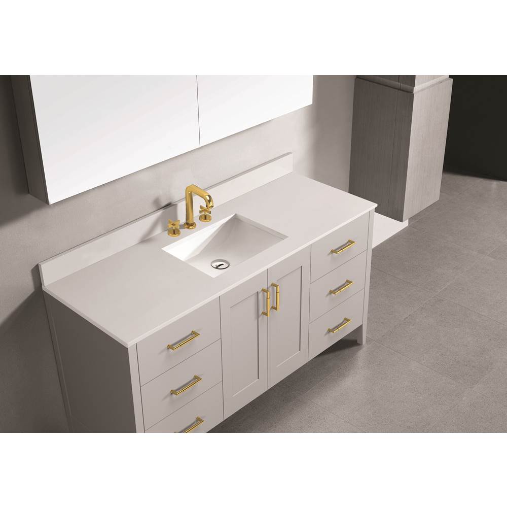 Madeli - Madeli Quartzstone Countertop,  60'' x 18'' x 3/4'', Single Basin,  Single Faucet Hole in White - White