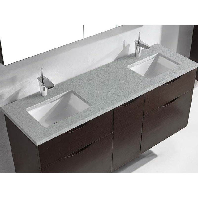 Madeli - Madeli Quartzstone Countertop,  60'' x 18'' x 3/4'', Double Basin,  Single Faucet Hole in Silver Grey - Silver Grey