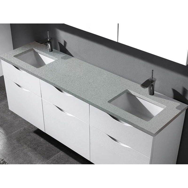 Madeli - Madeli Quartzstone Countertop,  72'' x 18'' x 3/4'',  Single Faucet Hole in Silver Grey - Silver Grey