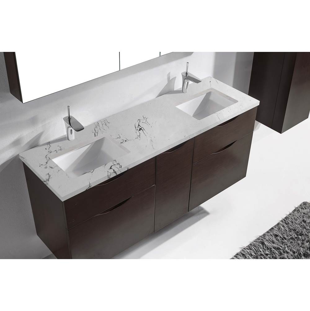 Madeli - Madeli Quartzstone Countertop,  72'' x 18'' x 3/4'',  Single Faucet Hole in White Carrara - White Carrara