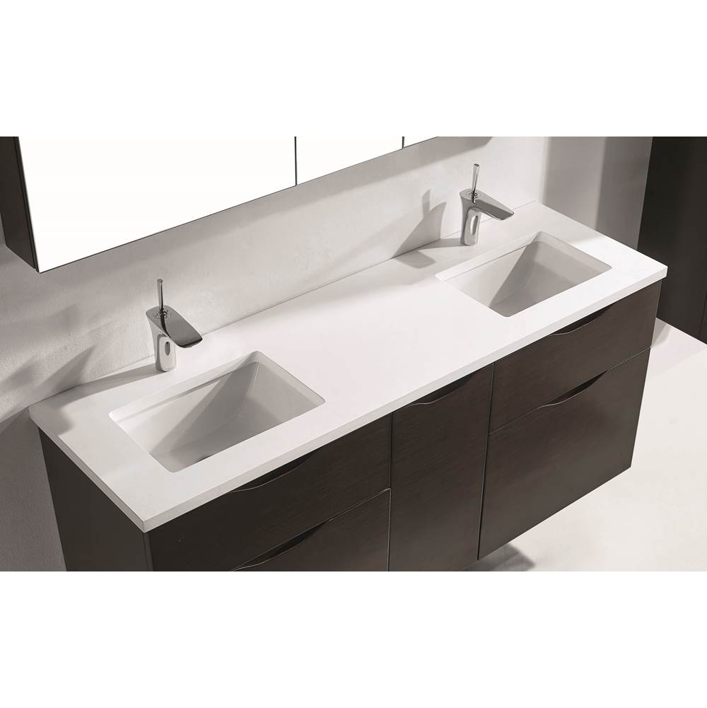 Madeli - Madeli Quartzstone Countertop,  72'' x 18'' x 3/4'',  Single Faucet Hole in White - White