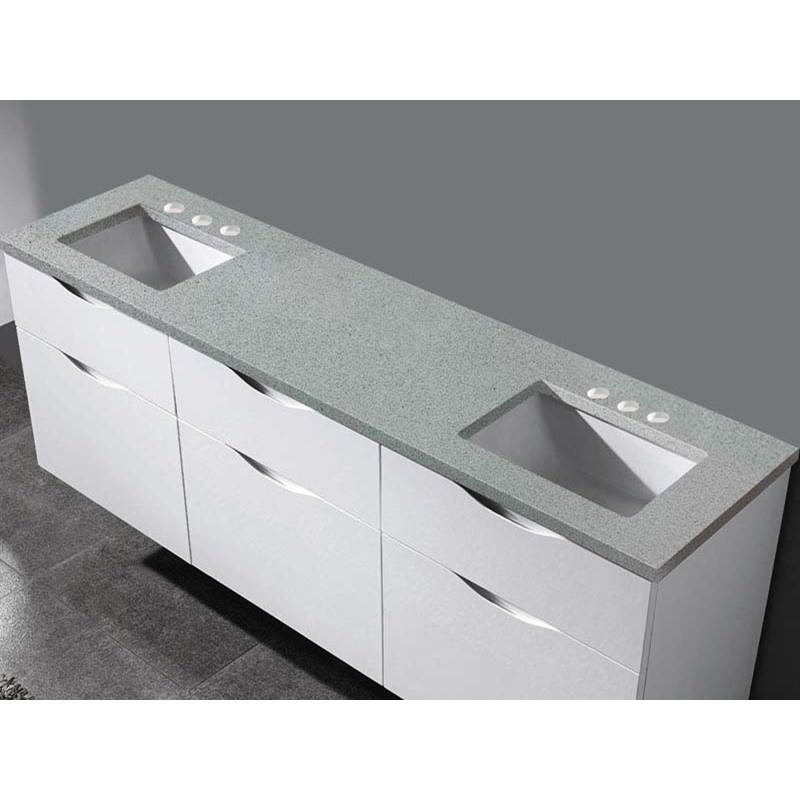 Madeli - Madeli Quartzstone Countertop,  72'' x 18'' x 3/4'',  8'' Widespread Faucet Holes in Silver Grey - Silver Grey