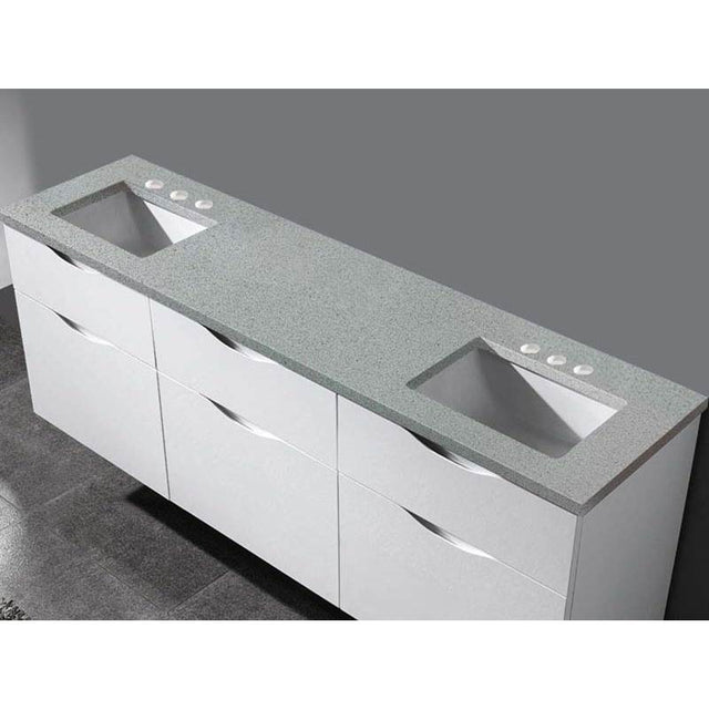 Madeli - Madeli Quartzstone Countertop,  72'' x 18'' x 3/4'',  8'' Widespread Faucet Holes in Silver Grey - Silver Grey
