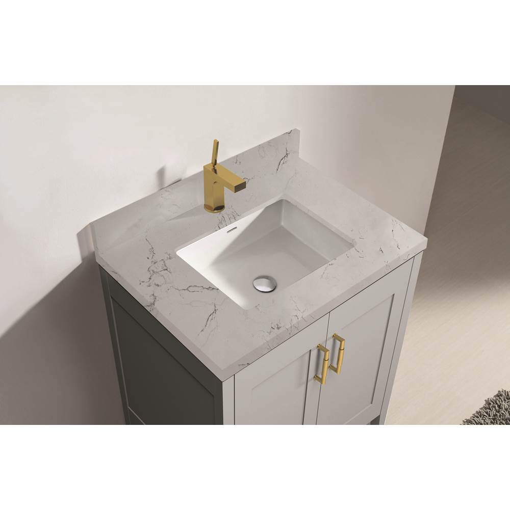 Madeli - Madeli Quartzstone Countertop,  24'' x 18'' x 3/4'', Single Faucet Hole in White Carrara - White Carrara
