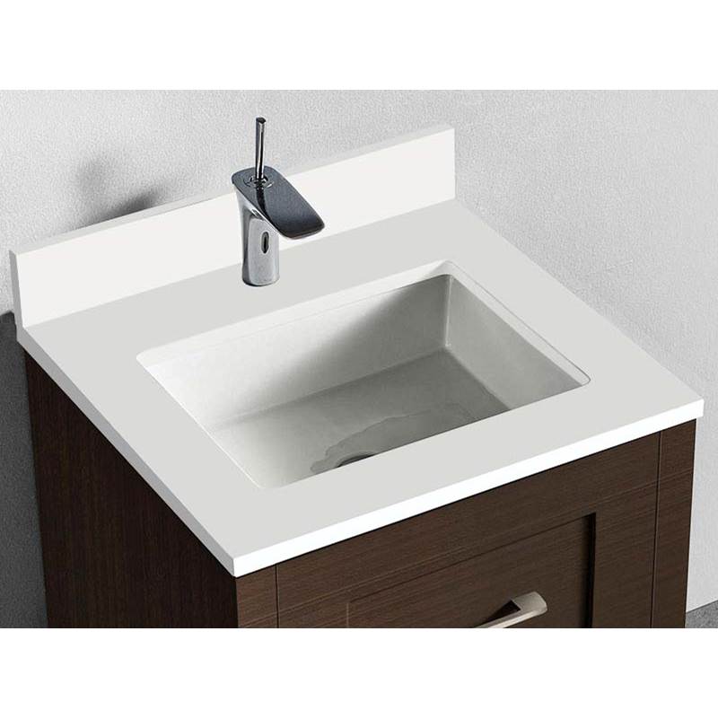 Madeli - Madeli Quartzstone Countertop,  24'' x 18'' x 3/4'', Single Faucet Hole in White - White