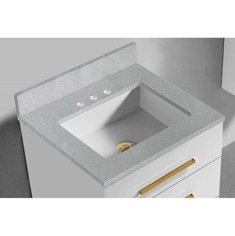 Madeli - Madeli Quartzstone Countertop,  24'' x 18'' x 3/4'', 8'' Widespread Faucet Faucet Holes in Silver Grey - Silver Grey