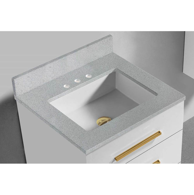 Madeli - Madeli Quartzstone Countertop,  24'' x 18'' x 3/4'', 8'' Widespread Faucet Faucet Holes in Silver Grey - Silver Grey