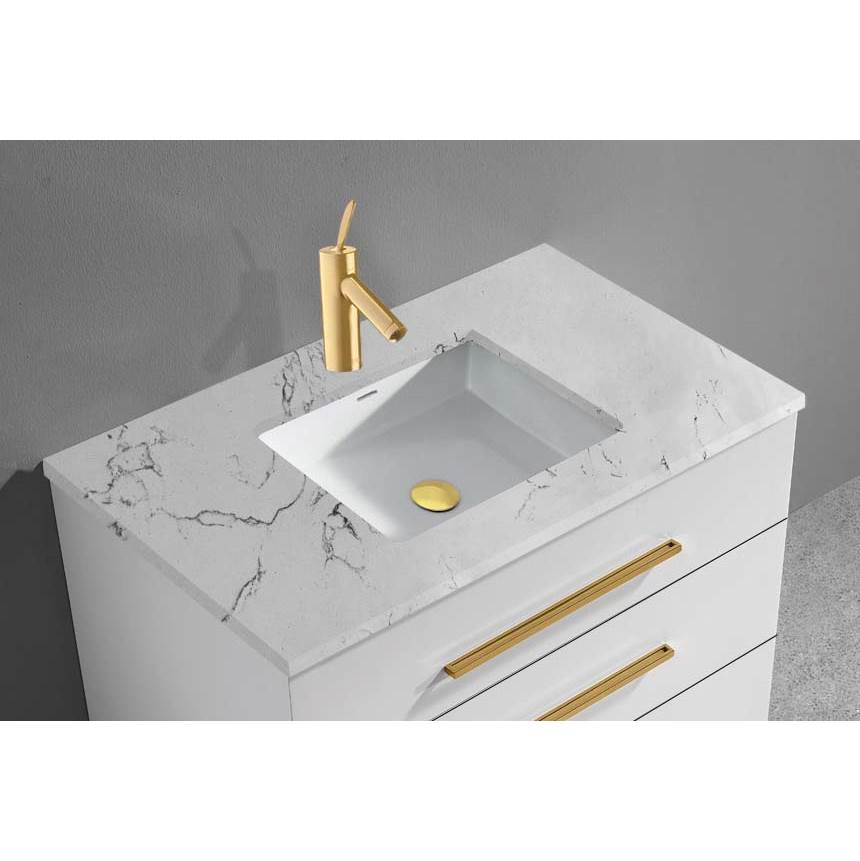 Madeli - Madeli Quartzstone Countertop,  30'' x 18'' x 3/4'', Single Faucet Hole in White Carrara - White Carrara