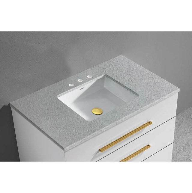 Madeli - Madeli Quartzstone Countertop,  30'' x 18'' x 3/4'', 8'' Widespread Faucet Holes in Silver Grey - Silver Grey