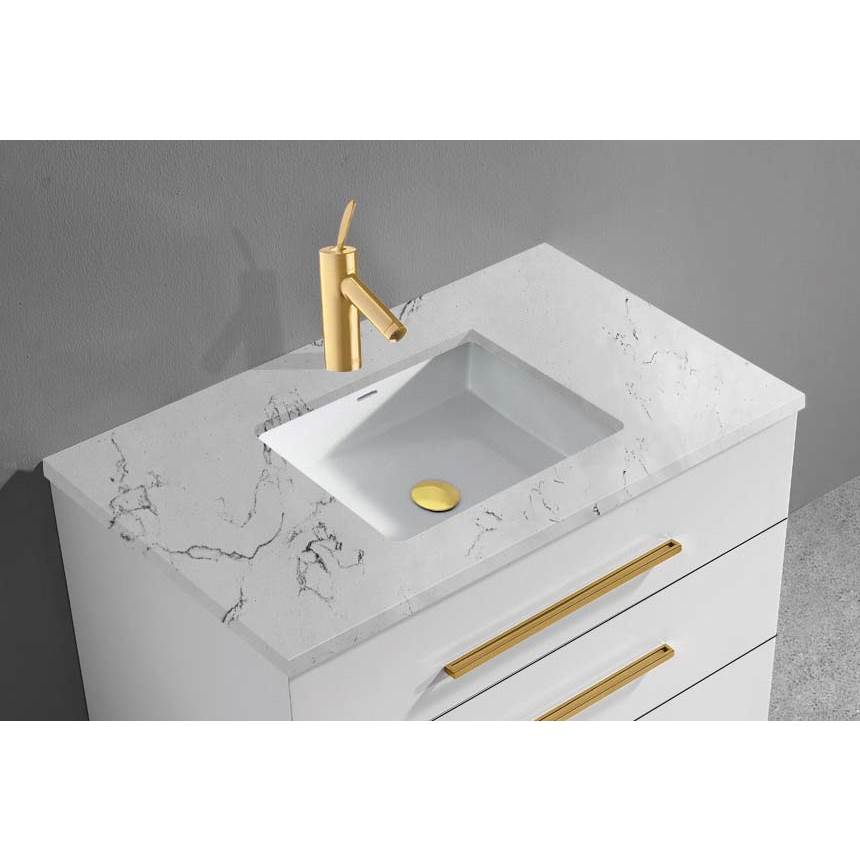 Madeli - Madeli Quartzstone Countertop,  36'' x 18'' x 3/4'', Single Faucet Hole in White Carrara - White Carrara