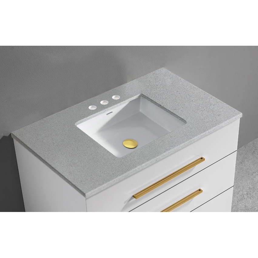 Madeli - Madeli Quartzstone Countertop,  36'' x 18'' x 3/4'', 8'' Widespread Faucet Holes in Silver Grey - Silver Grey