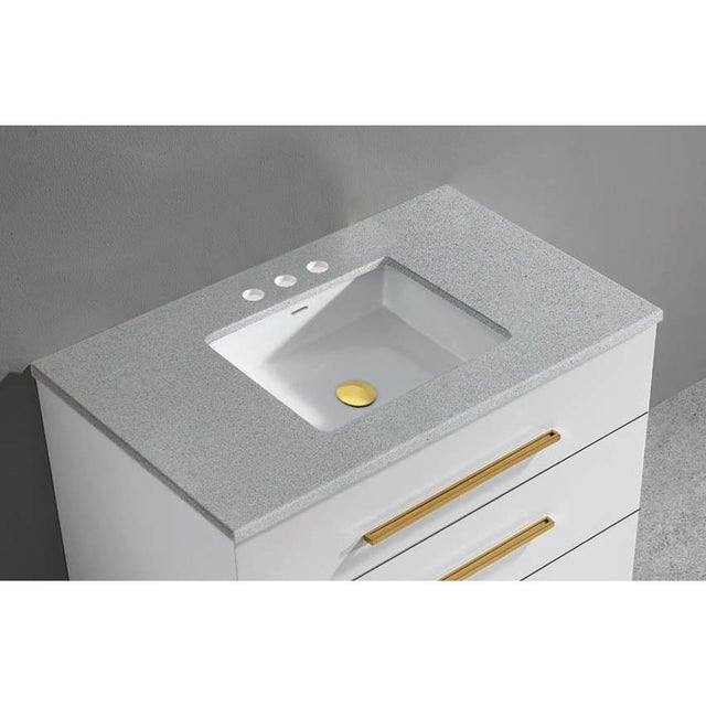 Madeli - Madeli Quartzstone Countertop,  36'' x 18'' x 3/4'', 8'' Widespread Faucet Holes in Silver Grey - Silver Grey