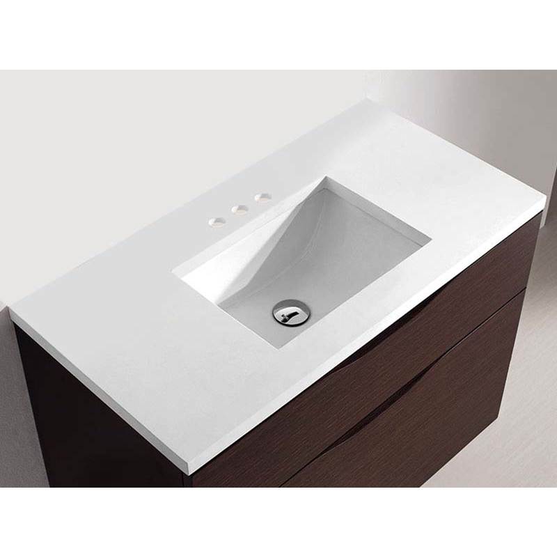 Madeli - Madeli Quartzstone Countertop,  36'' x 18'' x 3/4'', 8'' Widespread Faucet Holes in White - White