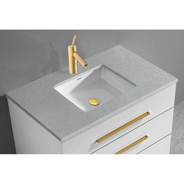 Madeli - Madeli Quartzstone Countertop,  42'' x 18'' x 3/4'', Single Faucet Hole in Silver Grey - Silver Grey