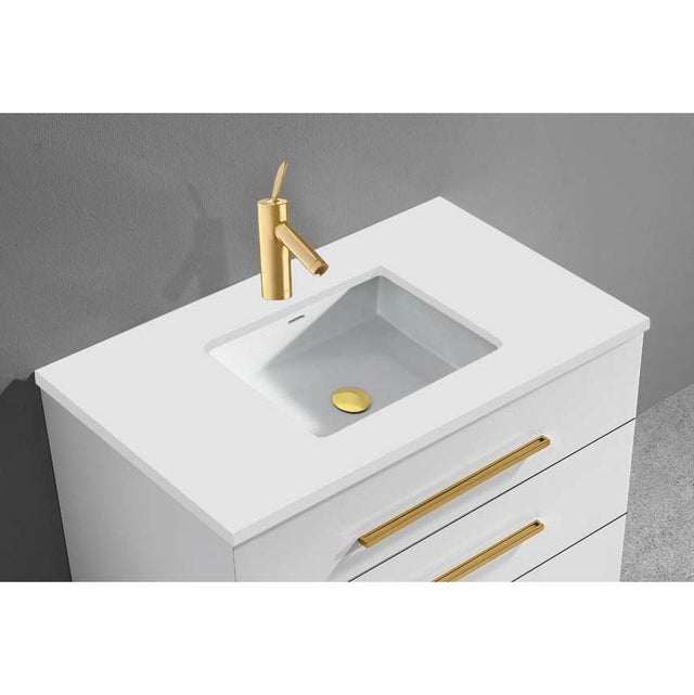 Madeli - Madeli Quartzstone Countertop,  42'' x 18'' x 3/4'', Single Faucet Hole in White - White