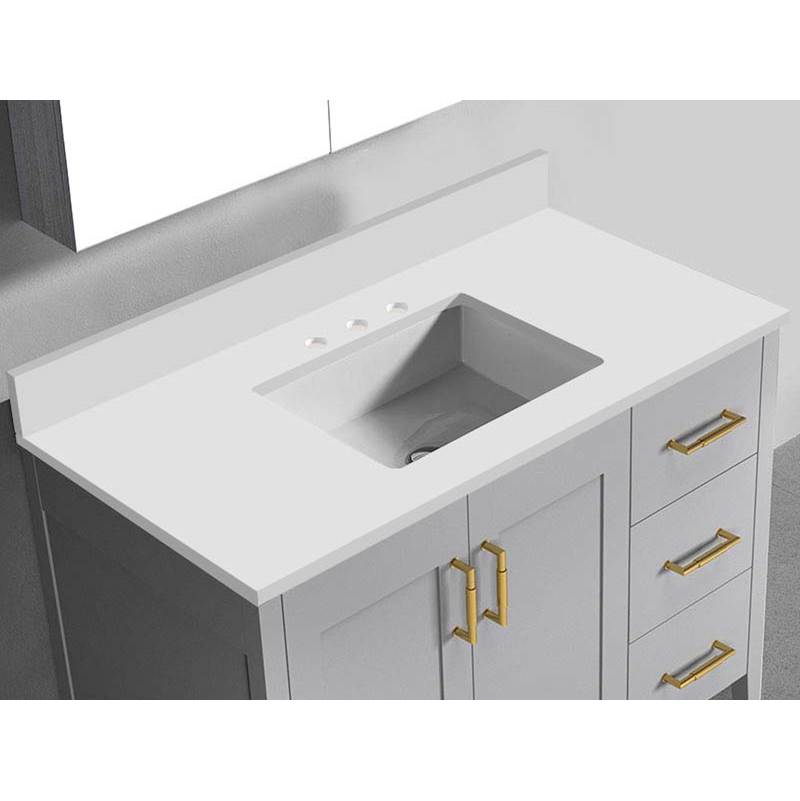 Madeli - Madeli Quartzstone Countertop,  42'' x 18'' x 3/4'', 8'' Widespread Faucet Holes in White - White