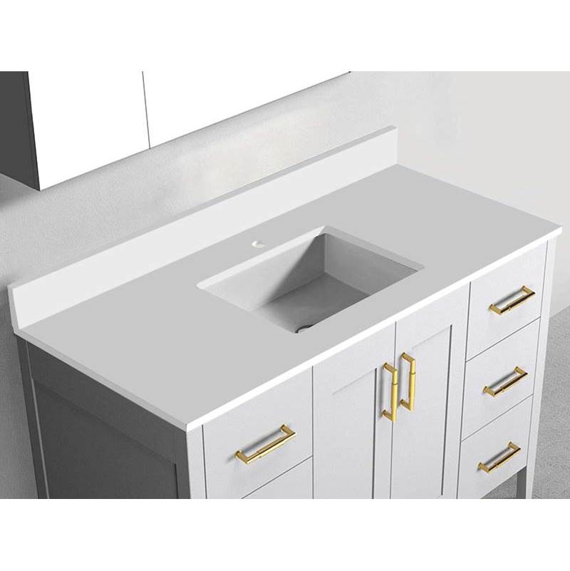 Madeli - Madeli Quartzstone Countertop,  48'' x 18'' x 3/4'', Single Basin,  Single Faucet Hole in White - White