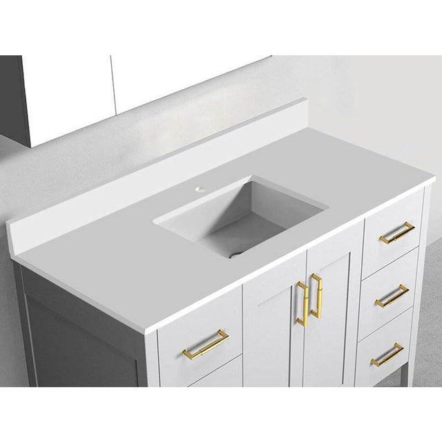 Madeli - Madeli Quartzstone Countertop,  48'' x 18'' x 3/4'', Single Basin,  Single Faucet Hole in White - White