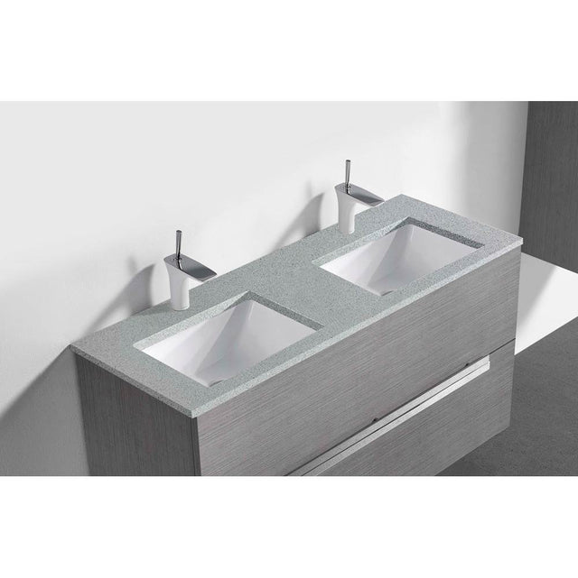 Madeli - Madeli Quartzstone Countertop,  48'' x 18'' x 3/4'', Double Basin,  Single Faucet Hole in Silver Grey - Silver Grey