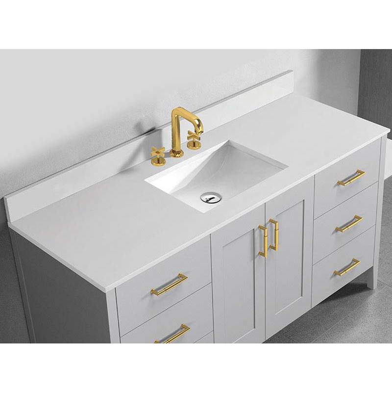 Madeli - Madeli Quartzstone Countertop,  60'' x 18'' x 3/4'', Single Basin,  Single Faucet Hole in White - White