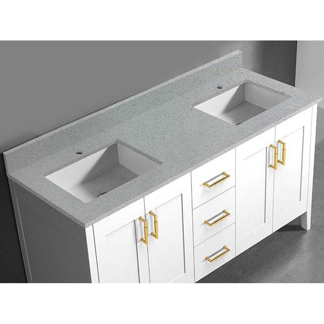 Madeli - Madeli Quartzstone Countertop,  60'' x 18'' x 3/4'', Double Basin,  Single Faucet Hole in Silver Grey - Silver Grey