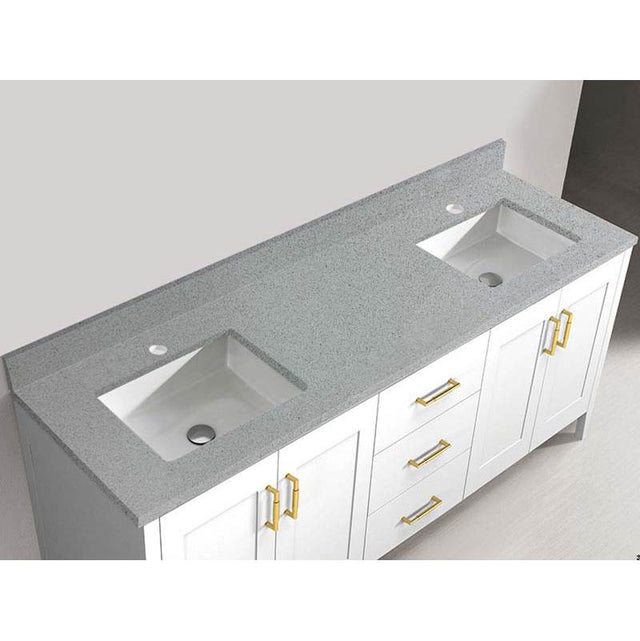 Madeli - Madeli Quartzstone Countertop,  72'' x 18'' x 3/4'',  Single Faucet Hole in Silver Grey - Silver Grey
