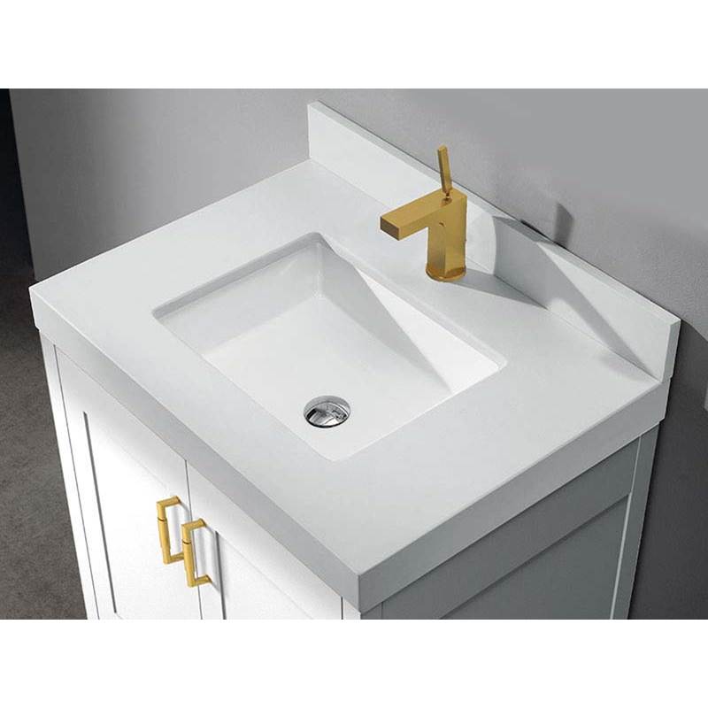 Madeli - Madeli Quartzstone Countertop,  24'' x 22'' x 3'', Single Faucet Hole in White - White