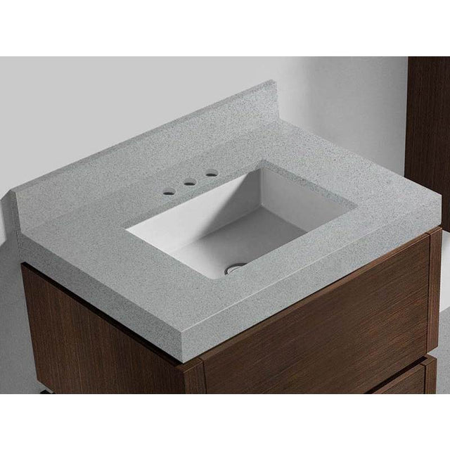 Madeli - Madeli Quartzstone Countertop,  30'' x 22'' x 3'', 8'' Widespread Faucet Holes in Silver Grey - Silver Grey