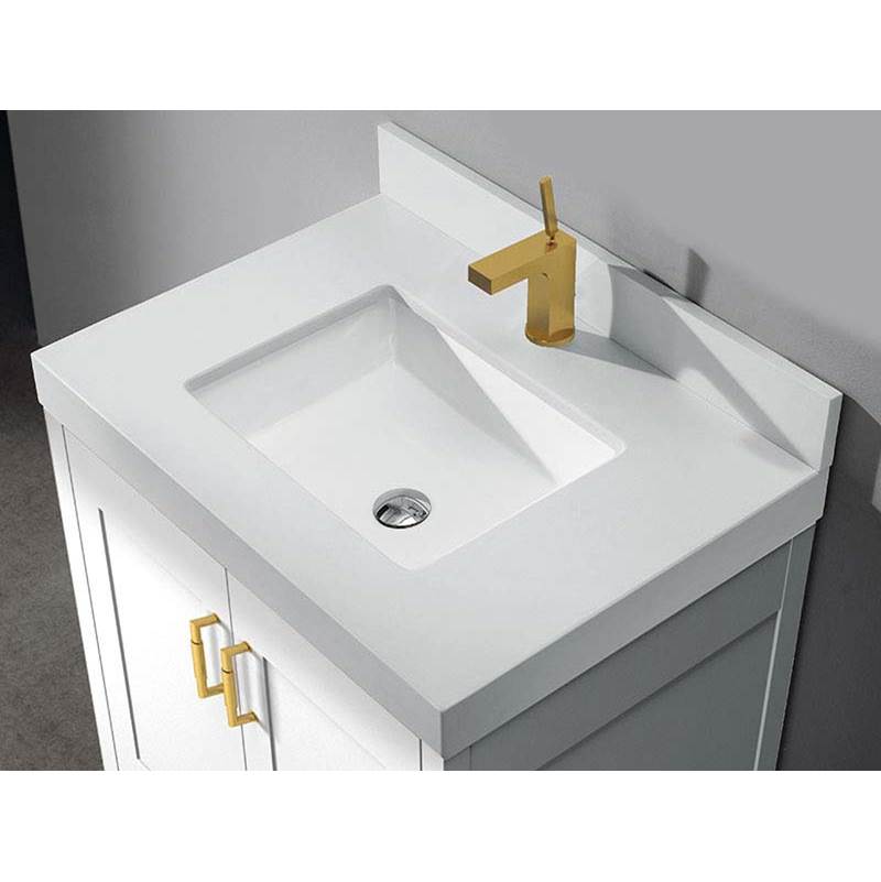 Madeli - Madeli Quartzstone Countertop,  36'' x 22'' x 3'', Single Faucet Hole in White - White