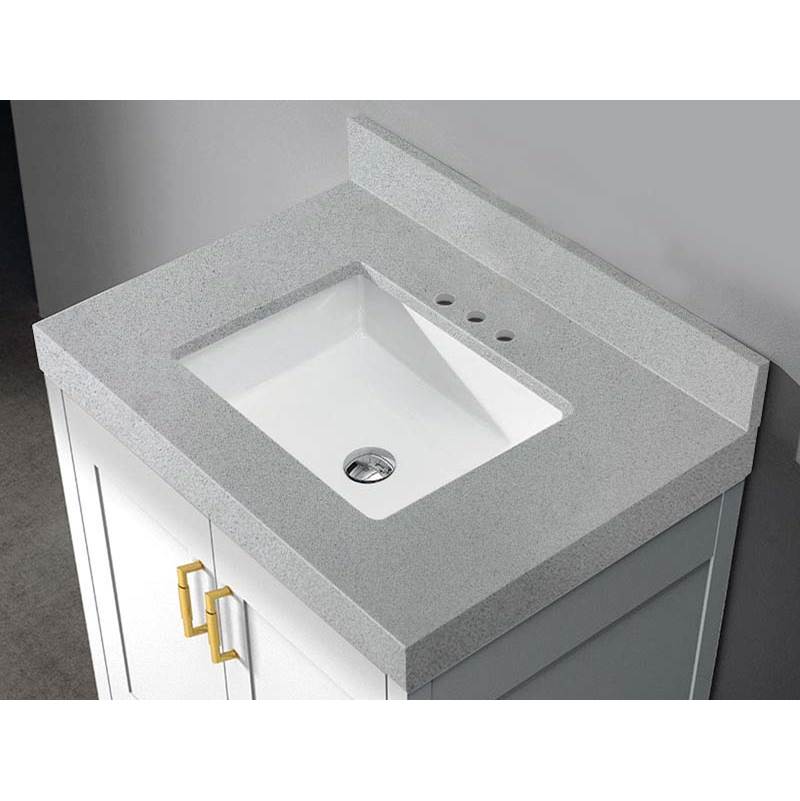 Madeli - Madeli Quartzstone Countertop,  36'' x 22'' x 3'', 8'' Widespread Faucet Holes in Silver Grey - Silver Grey