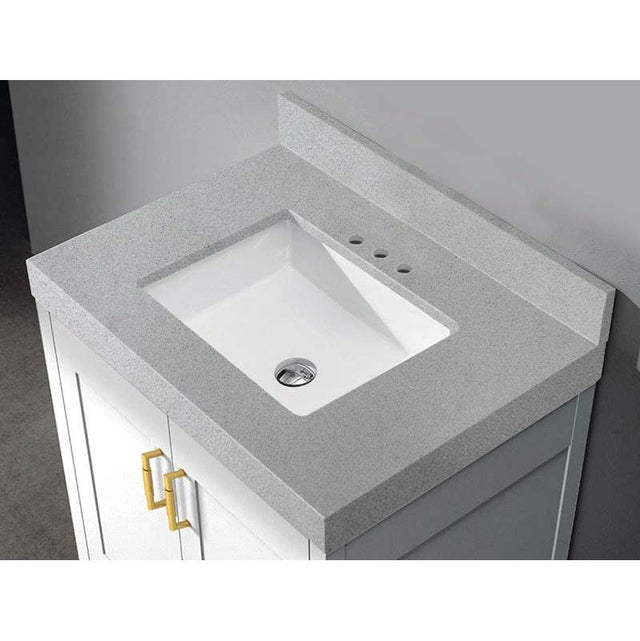Madeli - Madeli Quartzstone Countertop,  36'' x 22'' x 3'', 8'' Widespread Faucet Holes in Silver Grey - Silver Grey
