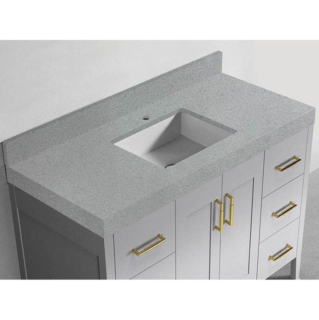 Madeli - Madeli Quartzstone Countertop,  48'' x 22'' x 3'', Single Basin,  Single Faucet Hole in Silver Grey - Silver Grey