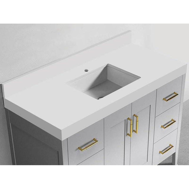 Madeli - Madeli Quartzstone Countertop,  48'' x 22'' x 3'', Single Basin,  Single Faucet Hole in White - White