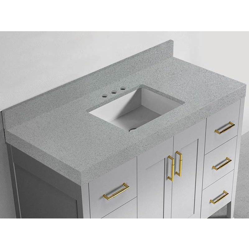 Madeli - Madeli Quartzstone Countertop,  48'' x 22'' x 3'', Single Basin,  8'' Widespread Faucet Holes in Silver Grey - Silver Grey