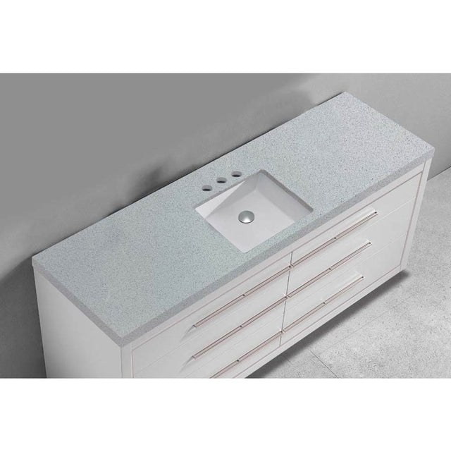 Madeli - Madeli Quartzstone Countertop,  60'' x 22'' x 3'', Single Basin,  8'' Widespread Faucet Holes in Silver Grey - Silver Grey