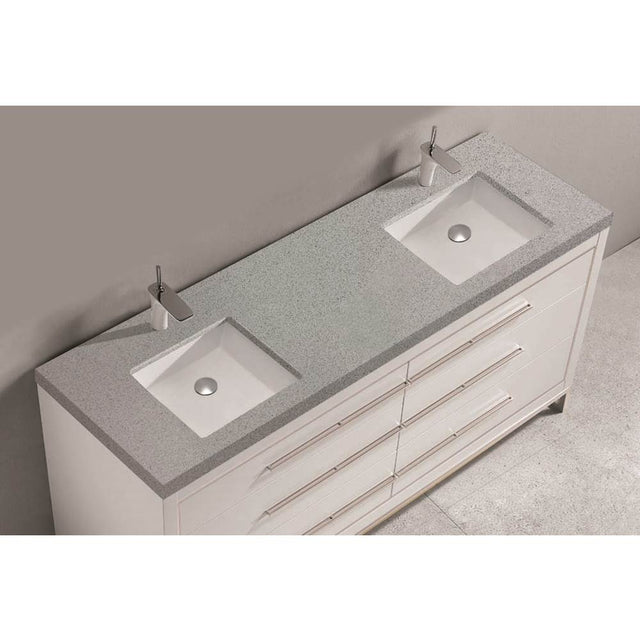Madeli - Madeli Quartzstone Countertop,  72'' x 22'' x 3'',  Single Faucet Hole in Silver Grey - Silver Grey