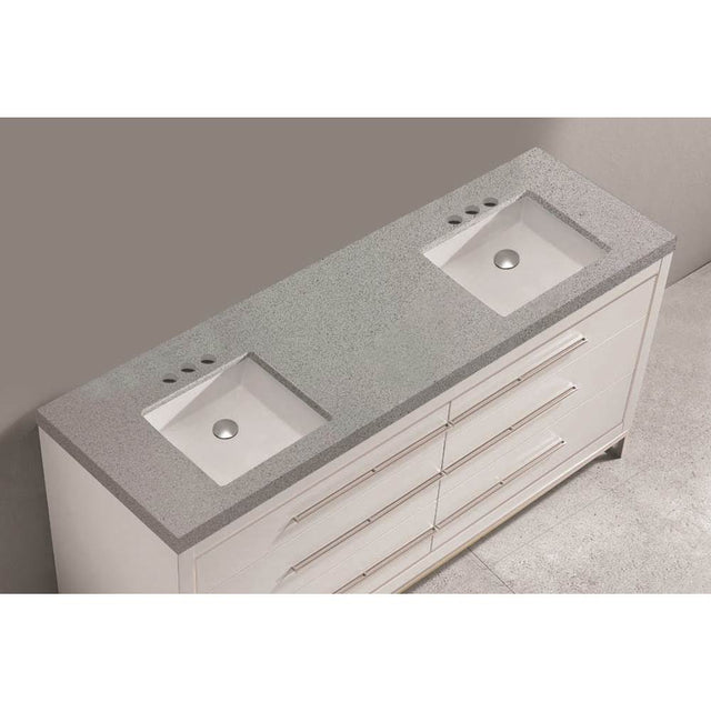 Madeli - Madeli Quartzstone Countertop,  72'' x 22'' x 3'',  8'' Widespread Faucet Holes in Silver Grey - Silver Grey
