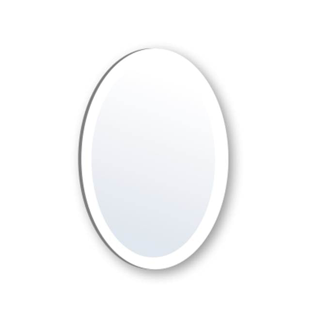 Madeli - Madeli Evo Oval Mirror, 24'' x 36'' x 3/4'', Frosted Edge - Aluminum
