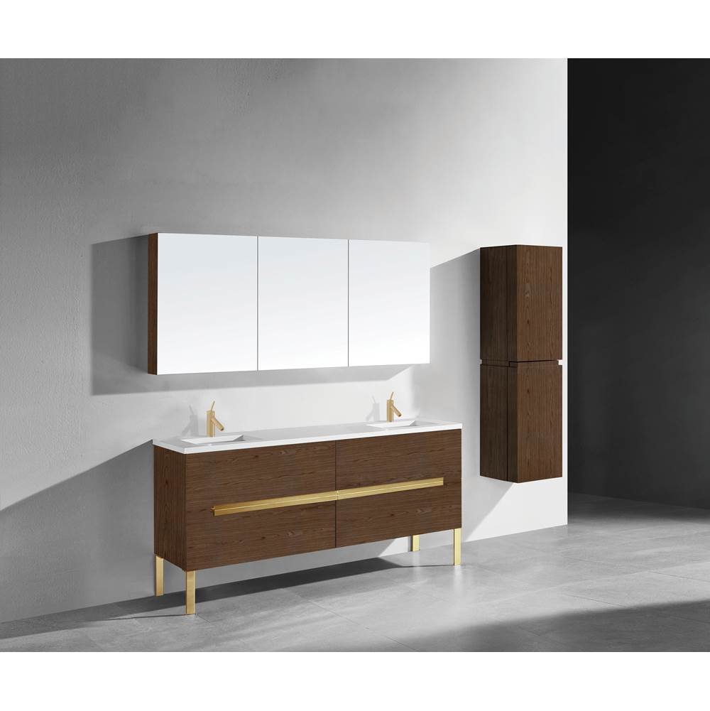 Madeli - Madeli Soho 72'' Free standing Vanity Cabinet in Brandy/HW: Polished Nickel(PN) - Brandy With Polished Nickel