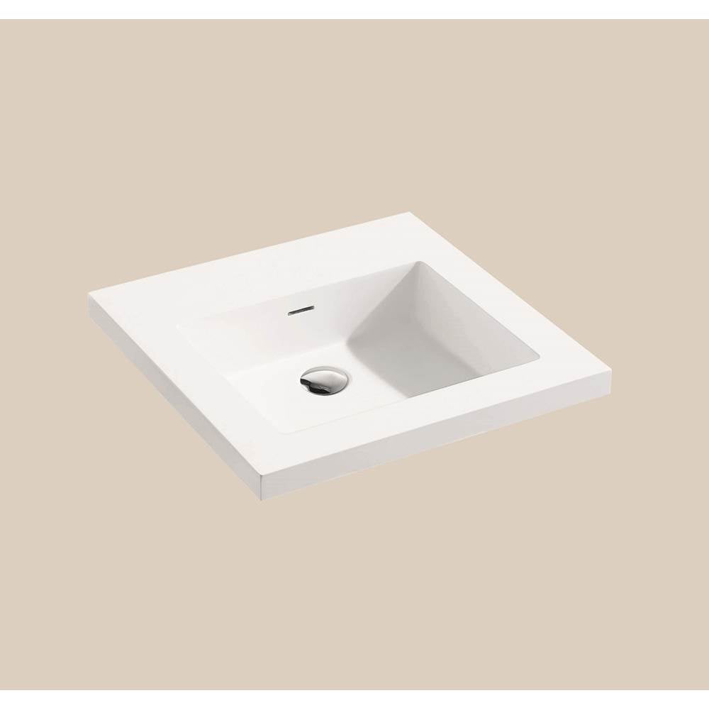 Madeli - Madeli X-Stone Top/Basin, 24'' x 18'' x 1-1/2'', Glossy White, No Faucet Hole - White