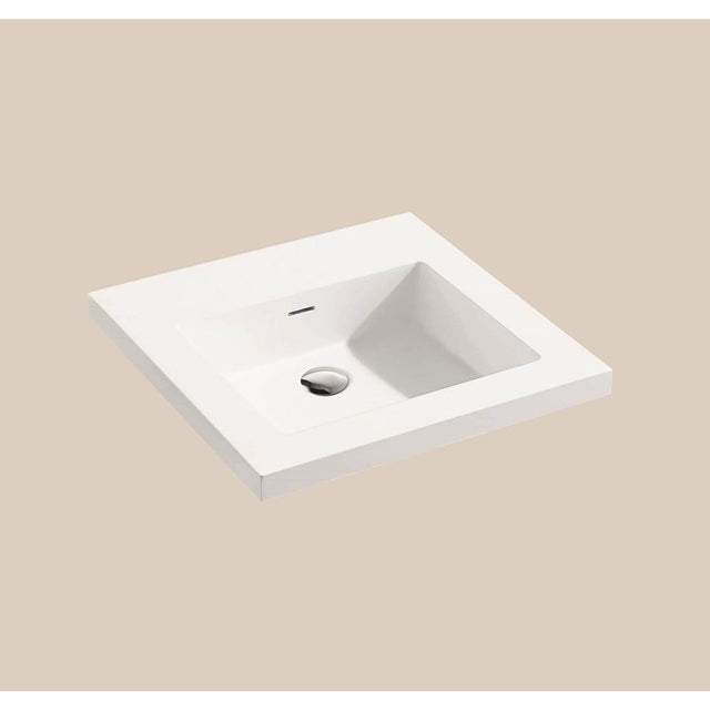 Madeli - Madeli X-Stone Top/Basin, 24'' x 18'' x 1-1/2'', Glossy White, No Faucet Hole - White